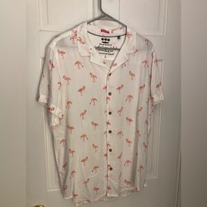 Vacay Spirit Flamingo Button Down Shirt Men's Size Large